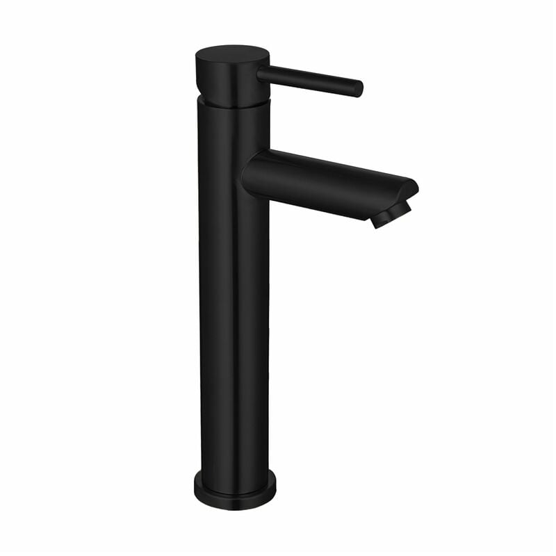 Alovez - Haut Robinet de Salle de Bain,Acier Inoxydable Mitigeur Lavabo Robinet Noir Mat Monocommande,Eau Chaude et Froide Disponible,Robinetterie