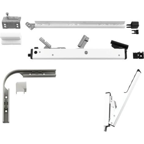 Hautau Oberlichtfenster Öffnerschere FL190 mit Handhebel und Universal-Flügelblock - Ausführung E, Aluminium weiß
