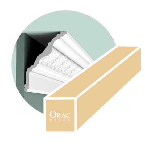 Haute corniche feuilles d'acanthe - Orac Decor - L200xp13xH17.6cm - Pack 4 mètres - C219 - L200 x H17,6 x L13 cm - ORAC DECOR
