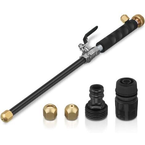 Haute Pression de Jet d'Eau Pistolet Nettoyeur Voiture Lance de Lavage Haute Pression avec Laiton Standard Tuyau d'arrosage Extrémité Rondelle 2 Buses en Laiton pour Vitres de Voiture