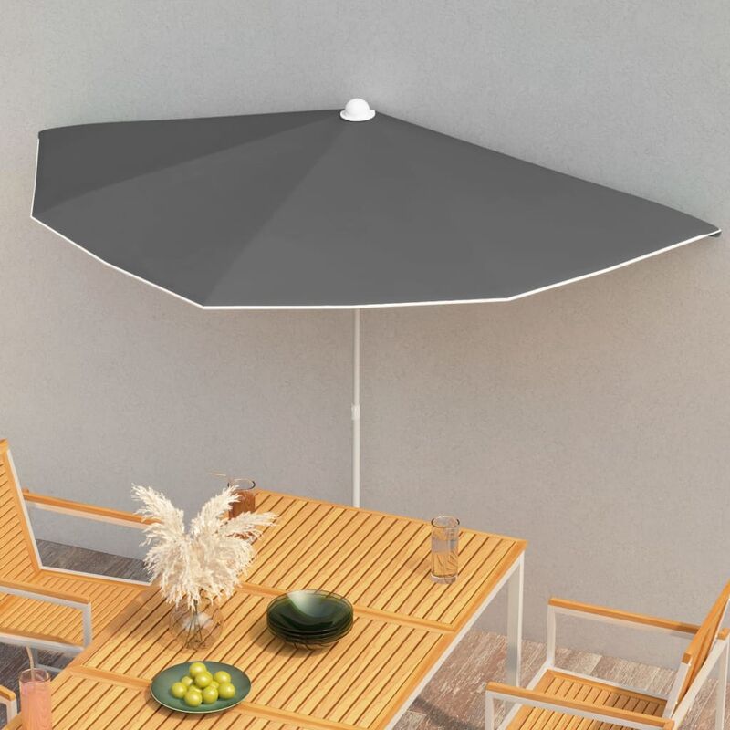 Kalisse - Haute qualité -Demi-parasol de jardin avec mât 180x90 cm Anthracite - Résistant aux UV20947