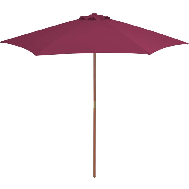 Haute qualité -Parasol avec mât en bois 270 cm Bordeaux - Résistant aux UV21708