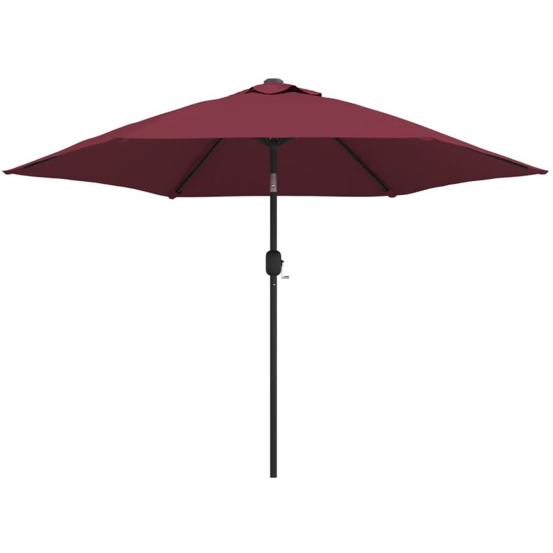 Haute qualité -Parasol d'extérieur avec led et mât en acier 300 cm Bordeaux - Résistant aux UV21607