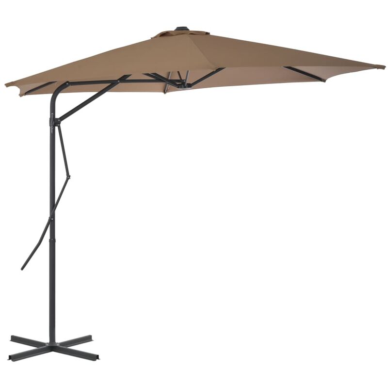 Haute qualité -Parasol d'extérieur avec poteau en acier 300 cm Taupe - Résistant aux UV23338