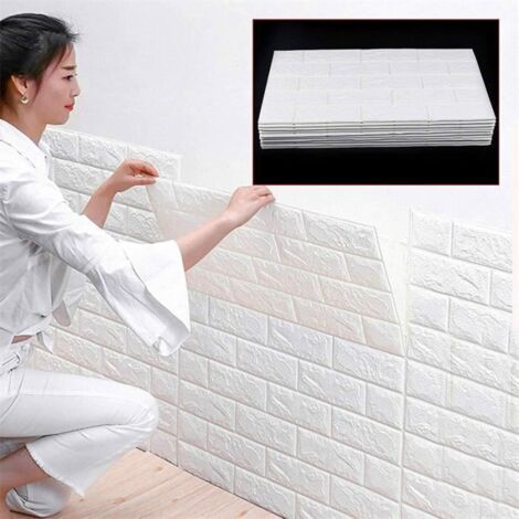 Haute qualité -10 pièces de 6mm brique étanche 3D sticker mural papier peint-décoration de chambre d\'enfants 7077cm-BEMSM