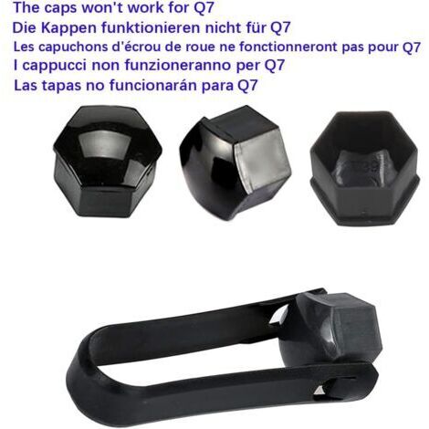 Haute qualité Boulon Ecrou Couvre 17 mm, Capuchons Protection Hexagonal Pour écrous de Roue, avec Outil Demontage (Paquet de 20, Noir)