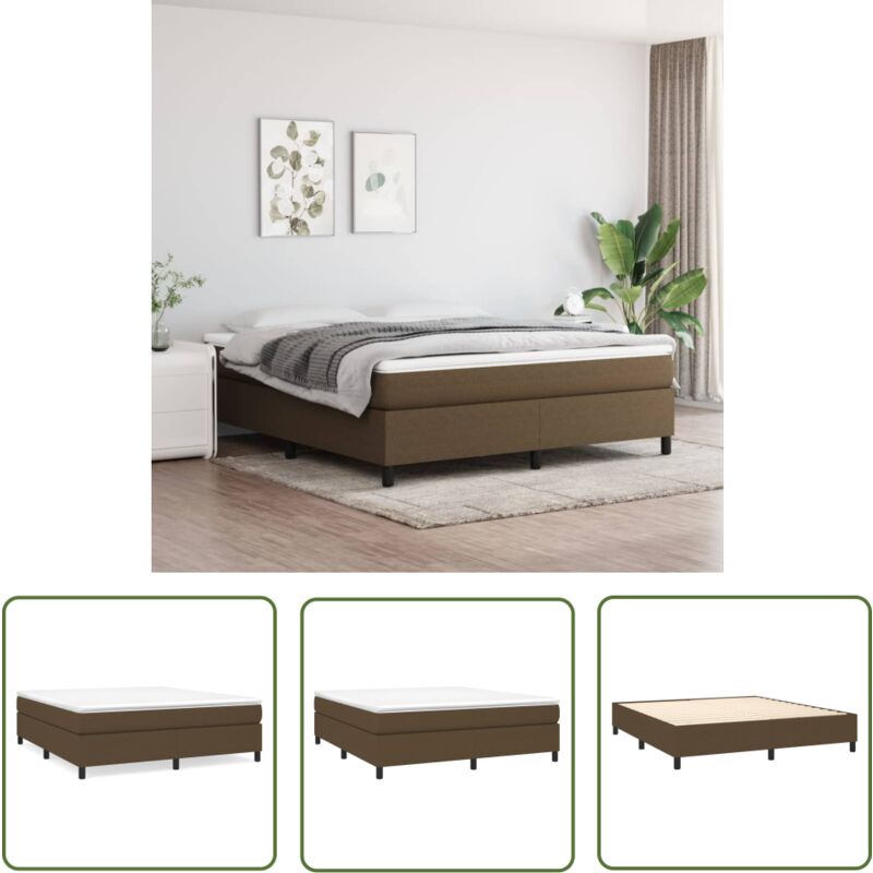 The Living Store Cadre de lit sans matelas marron foncé 180x200 cm tissu - Cadre De Lit - Lit Double - Lit En Tissu - Lit Marron - Meuble Chambre