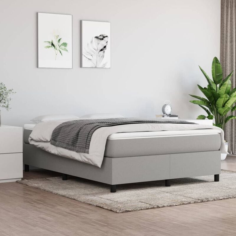 Jinlefu - Furniture Limited - Cadre de lit sans matelas gris clair 140x190