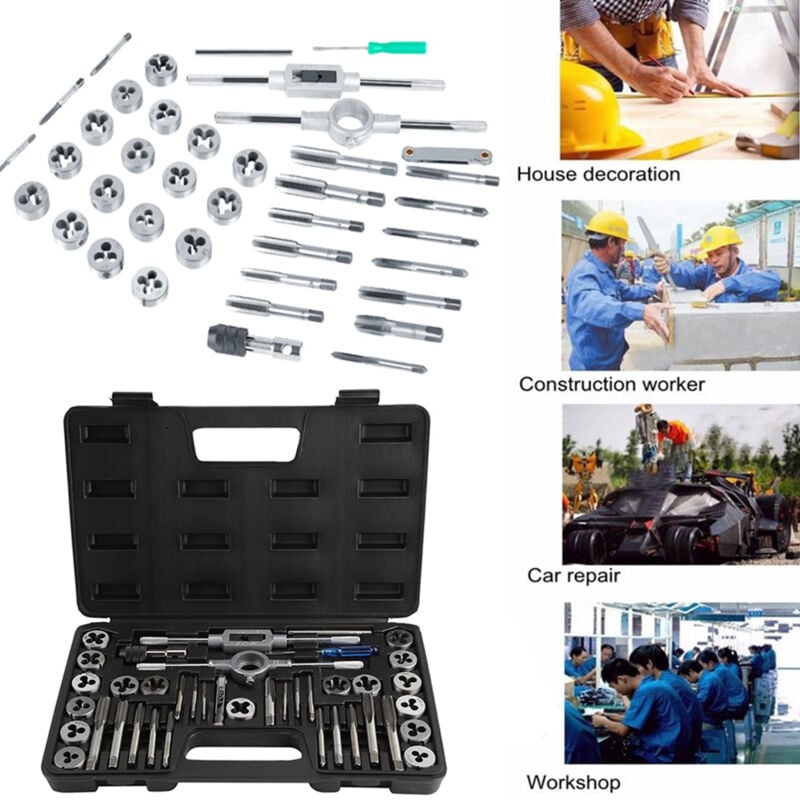 Rapanda - Haute spécification - Jeu de tarauds et filières 40 pièces, filetages fins et larges, acier allié, mallette de transport - Jeu de