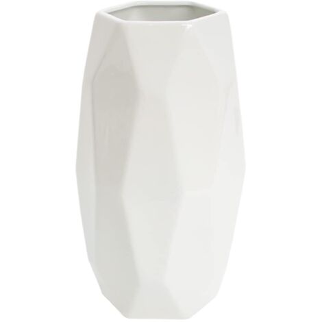Hauteur 20 cm Vase Conique en Céramique Blanche pour Pampas, Moderne Haut Vase Decoratif pour Centre de Table Deco