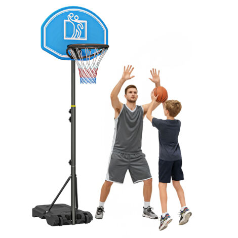 Hauteur réglable du panier de basket extérieur 160-210 cm avec roues et base remplissable 76x48x254 cm Noir-Chi