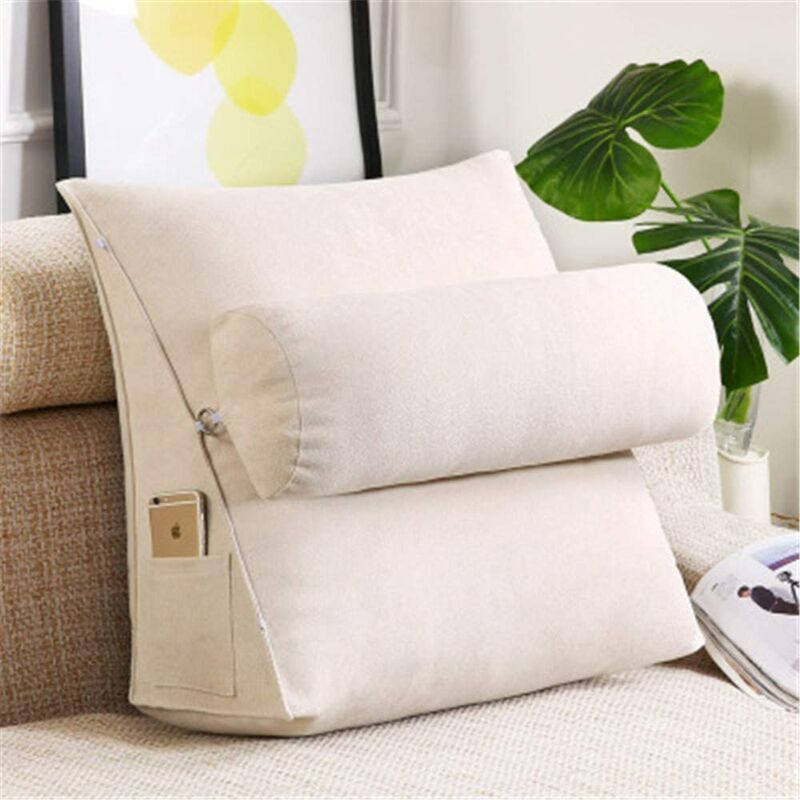 Hava Kolari Bolster Rückenkissen Keilkissen TV Kissen für Schlafsofa, 60X50X20cm (beige)