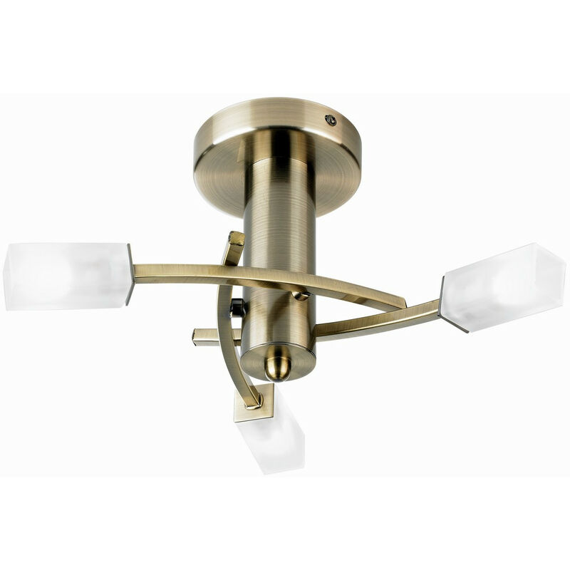 Endon Lighting - Endon Havana - 3 Light Semi Flush Multi Arm Ceiling Light Antique Brass, Acid Glass, G9