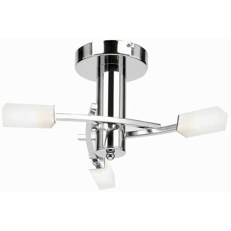 Havana - 3 Light Semi Flush Multi Arm Ceiling Light Chrome, Acid Etched Glass, G9 - Endon