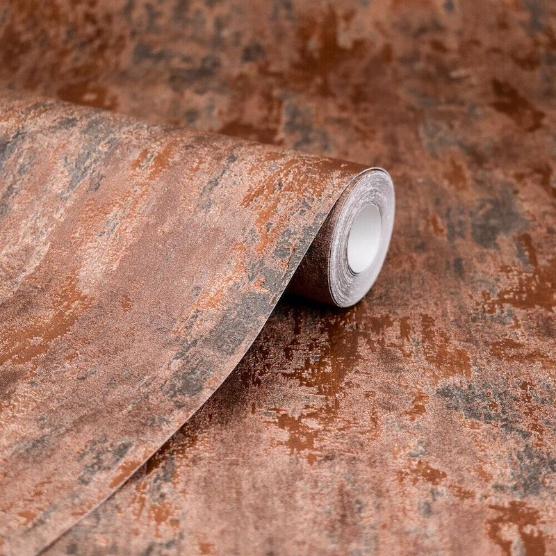 A.s.creations - Havana Copper Distressed Industrial Metallic Wallpaper Paste Wall a.s Creation