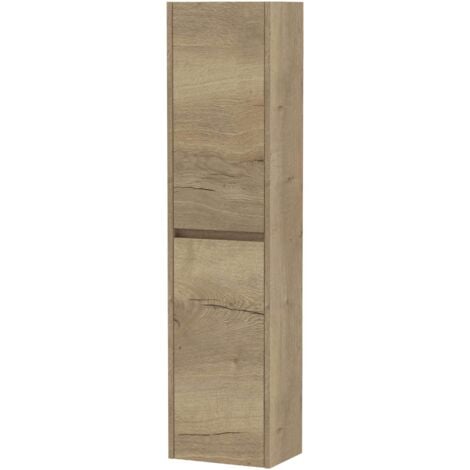 Havana Wall Hung 2-Door Tall Storage Unit 350mm Wide - Autumn Oak