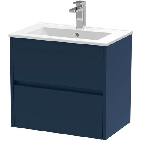 Havana Wall Hung 2-Drawer Vanity Unit with Basin 2 600mm Wide - Midnight Blue