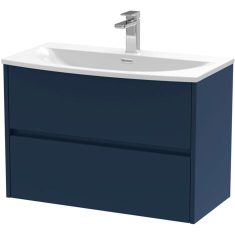 Havana Wall Hung 2-Drawer Vanity Unit with Basin 4 800mm Wide - Midnight Blue
