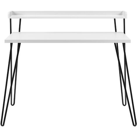 Haven-Bureau avec étagère en MDF blanc