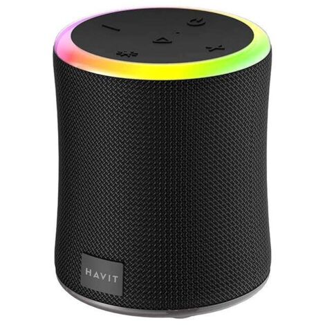 Havit SK832BT Speaker Bluetooth - RGB Lights, Powerful Stereo Sound, Waterproof, 1800mAh Battery, Built-in Microphone, TWS, USB, AUX, MicroSD - Black