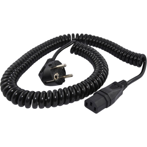 HAWA R6502 appareils IEC Câble de raccordement noir 1.6 m câble spiralé