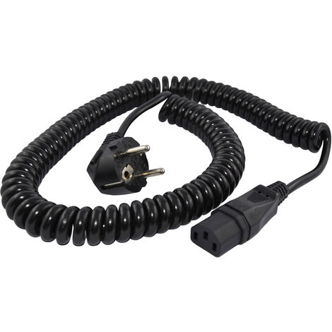HAWA R6503 Kaltgeräte Anschlusskabel  Schwarz 2.3 m Spiralkabel