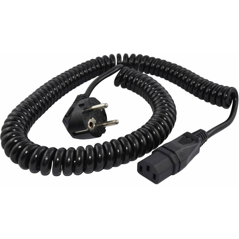 Hawa - R6504 appareils iec Câble de raccordement noir 3.8 m câble spiralé