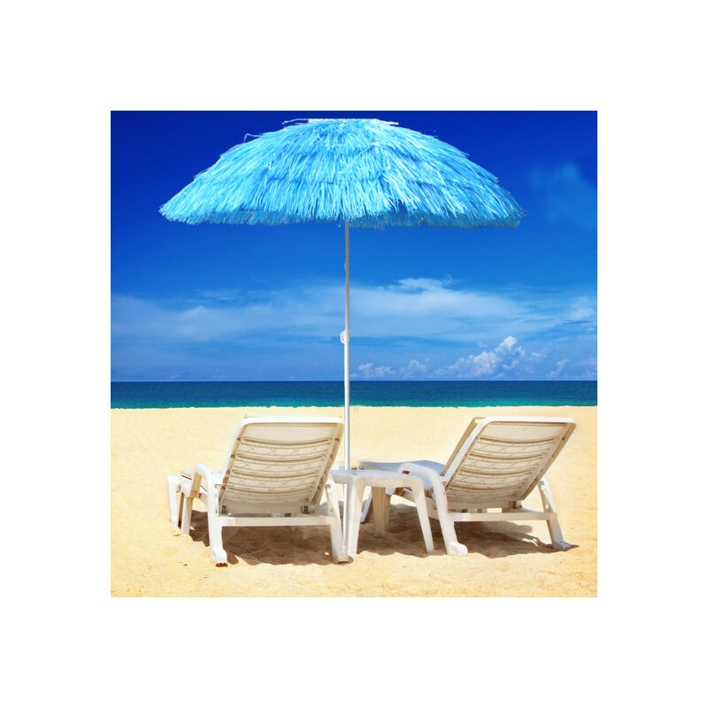 Green Bay - Hawaiian Parasol Beach Parasol Patio Garden Umbrella Sun Shade Tilting Blue