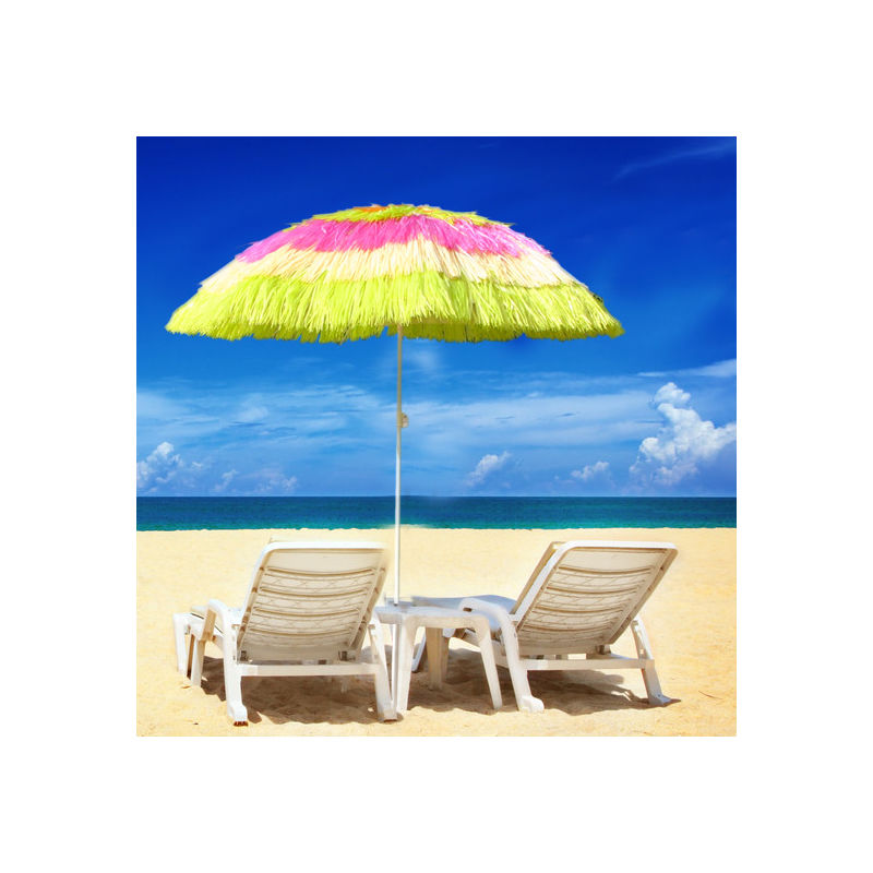 Green Bay - Hawaiian Parasol Beach Parasol Patio Garden Umbrella Sun Shade Tilting Multi-Colour