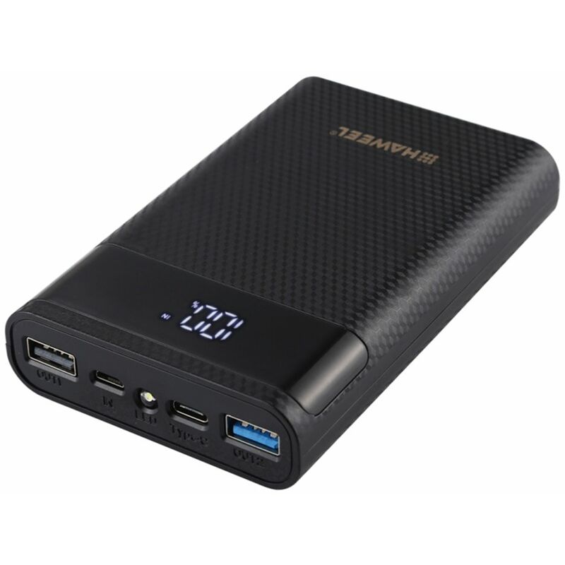 

HAWEEL DIY Power-bank Batterys Charg-er Shell Box con 2 interfaces de salida USB y pantalla LCD,Negro