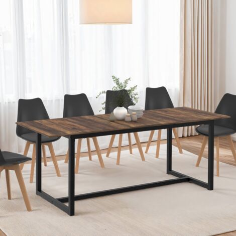 HAWKINS mesa de comedor rectangular extensible 6-10 personas madera oscura 160-200 cm