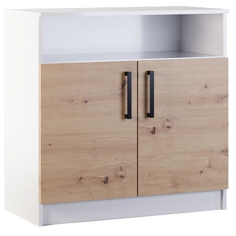 Hayato - commode - effet bois et blanc - 80 cm