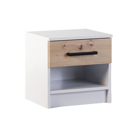 Hayato - table de chevet - effet bois et blanc - 40 cm