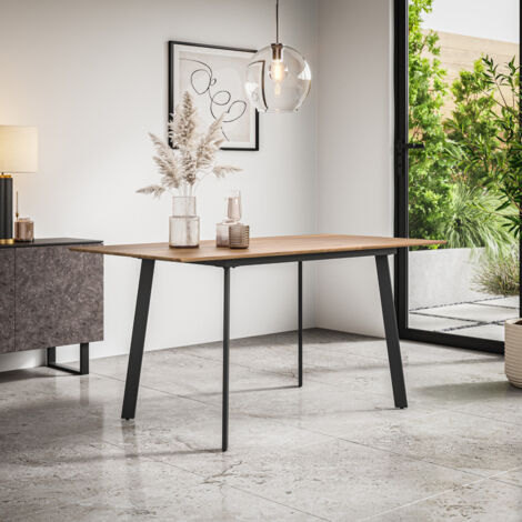 Haydon Extending Dining Table Modern Oak Effect Table Top w Black Legs