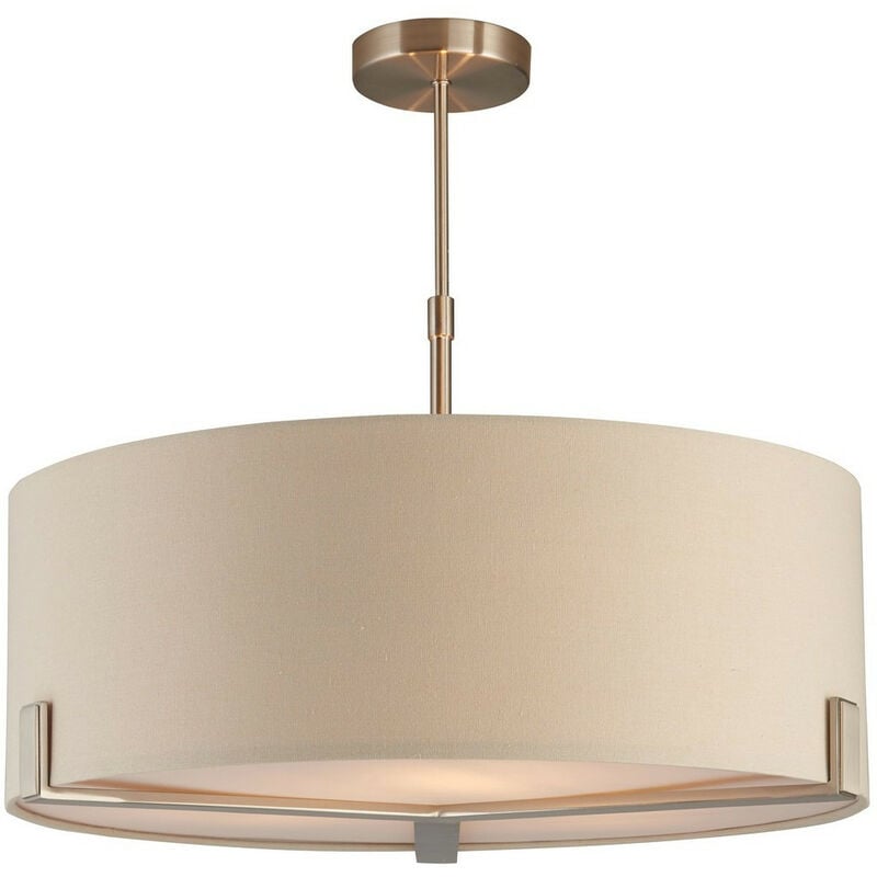 Endon - Multi Arm Pendant Light Satin Nickel Plate, Slate Grey Fabric