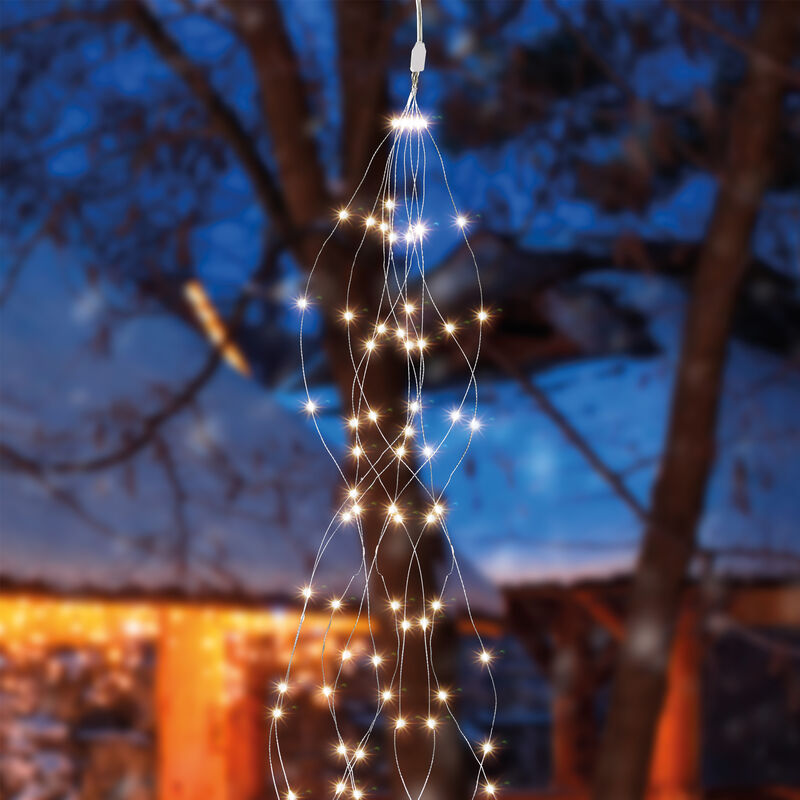 

Haz de rayos de luz solar con cadena luminosa de 100 LEDs blancos cálidos de jardín y para fiestas 102178