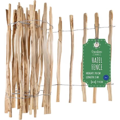 Hazel Wood Fence 70 cm x 5 m – Slat Spacing 7–9 cm