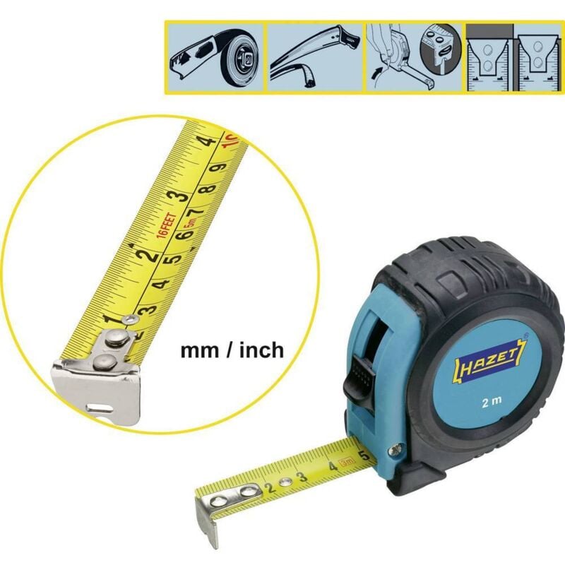 Hazet - 2154N-2 2154N-2 Metro a nastro 2 m Acciaio...