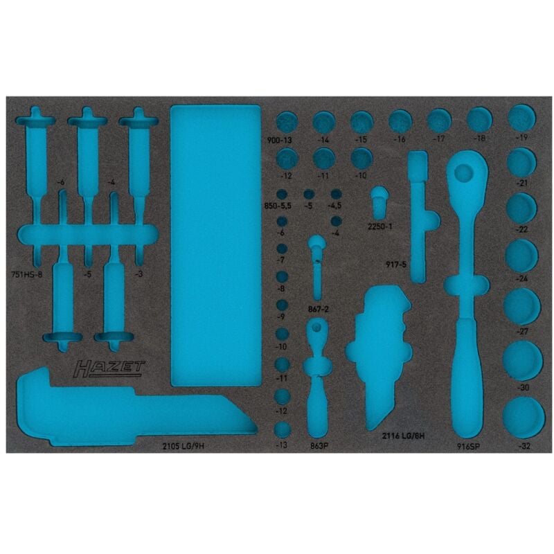 2-Komponenten Weichschaum-Einlage für Art.Nr. 163-466/106, 3/3 (519 x 342 mm) - Hazet
