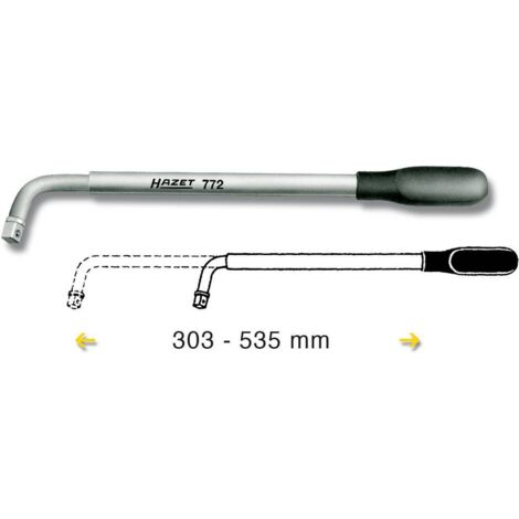 Hazet 772 Chiave per Dadi di Ruote a Leva Telescopica, Argento, Attacco Quadro, Massiccio, 12.5 mm 1/2 di Pollice