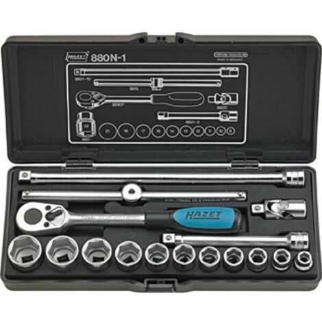 Hazet 880N-1 Serie Di Chiavi A Bussola, Argento, Attacco Quadro, Cavo, 10 mm 3/8 di Pollice