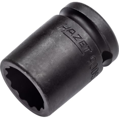 Hazet 900Sz-19 Inserto Chiave a Bussola per Avvitatori ad Impulso Doppio Esagono, Nero, Attacco Quadro, Cavo, 12.5 mm 1/2 di Pollice
