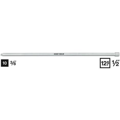 HAZET 958-28 RALLONGE ADAPTATEUR CARRÉ CREUX 12,5 MM/CARRÉ MASSIF 10 MM LONGUEUR  700 MM