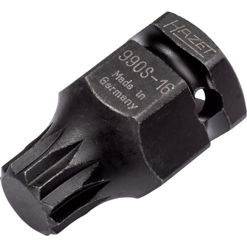 Douille mâle à chocs 990S-16 ∙ Carré creux 1/2 pouce (12,5 mm), 6 pans extérieurs 24 mm ∙ Profil denture multiple intérieur xzn ∙ Taille M16