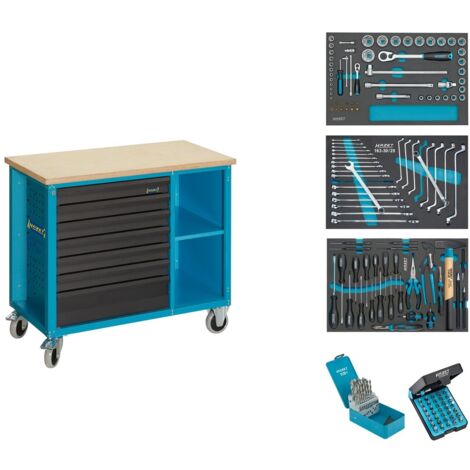 HAZET Fahrbare Werkbank mit Sortiment 177W-7/169 Schubladen flach: 6?x 80?x?52