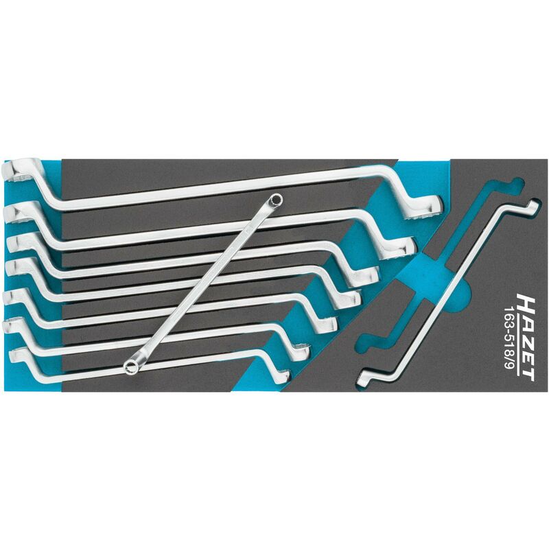 Serie di chiavi a doppio anello 163-518/9 ∙ Profilo trazione con doppio esagono esterno ∙ 9-pezzi ∙ 6 – 23