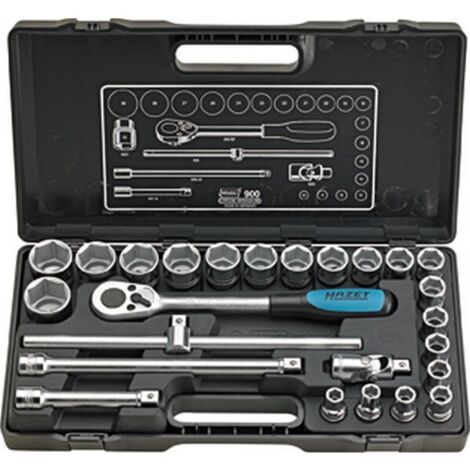 Hazet Jeu de clés à douilles 900 25 pièces 1/2″ SW 10 - 32 mm Nombre de dents 90 6 pans - 900