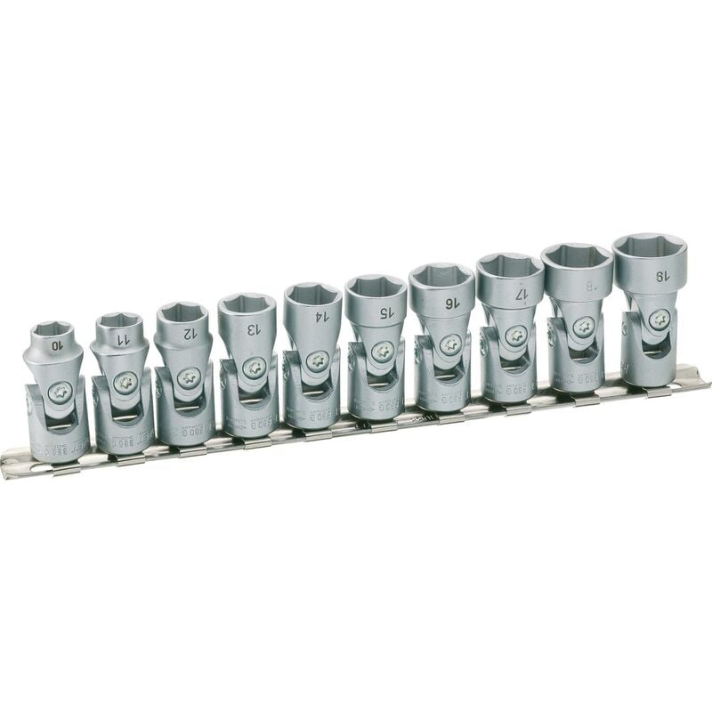 Jeu de clés à douilles articulées à 6 pans 880G/10H ∙ Carré creux 3/8 pouce (10 mm) ∙ Profil Traction à 6 pans extérieurs ∙ 10 pièces ∙ 10 ∙ 11 ∙ 12