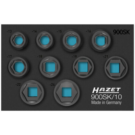 HAZET JEU DE DOUILLES À PERCUSSION ET TOURNEVIS MACHINE 900SK/10 &8729, CARRÉ 12,5 MM (1/2'') &8729, PROFIL DE TRACTION HEXAGON