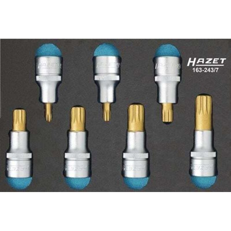 Jeu de douilles mâles ∙ xzn 163-243/7 ∙ Carré creux 1/2 pouce (12,5 mm) ∙ Profil denture multiple intérieur xzn ∙ 7 pièces ∙ M6 – M18